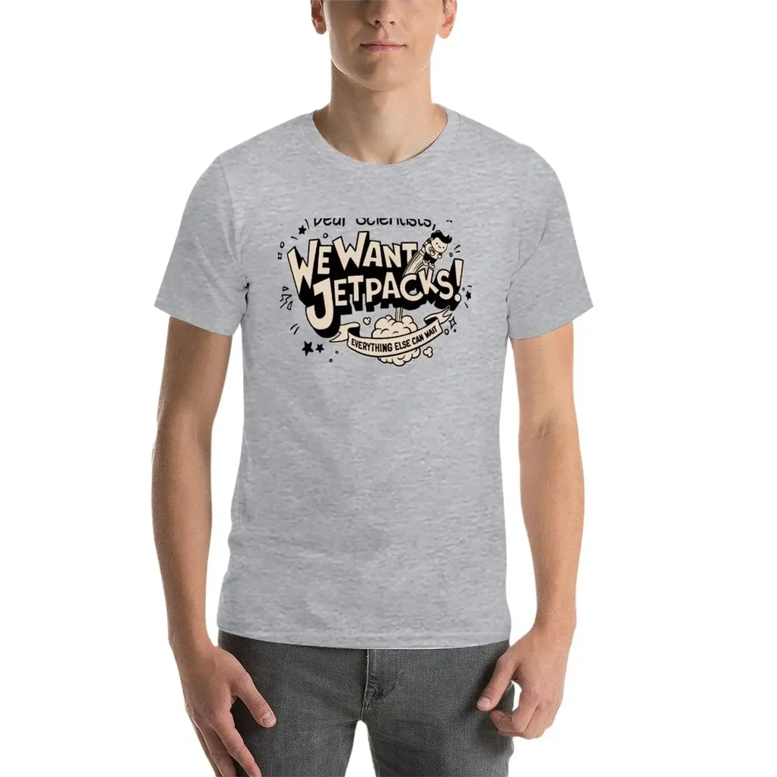 We Want Jetpacks! T-Shirt oversized sports fans t shirts for men