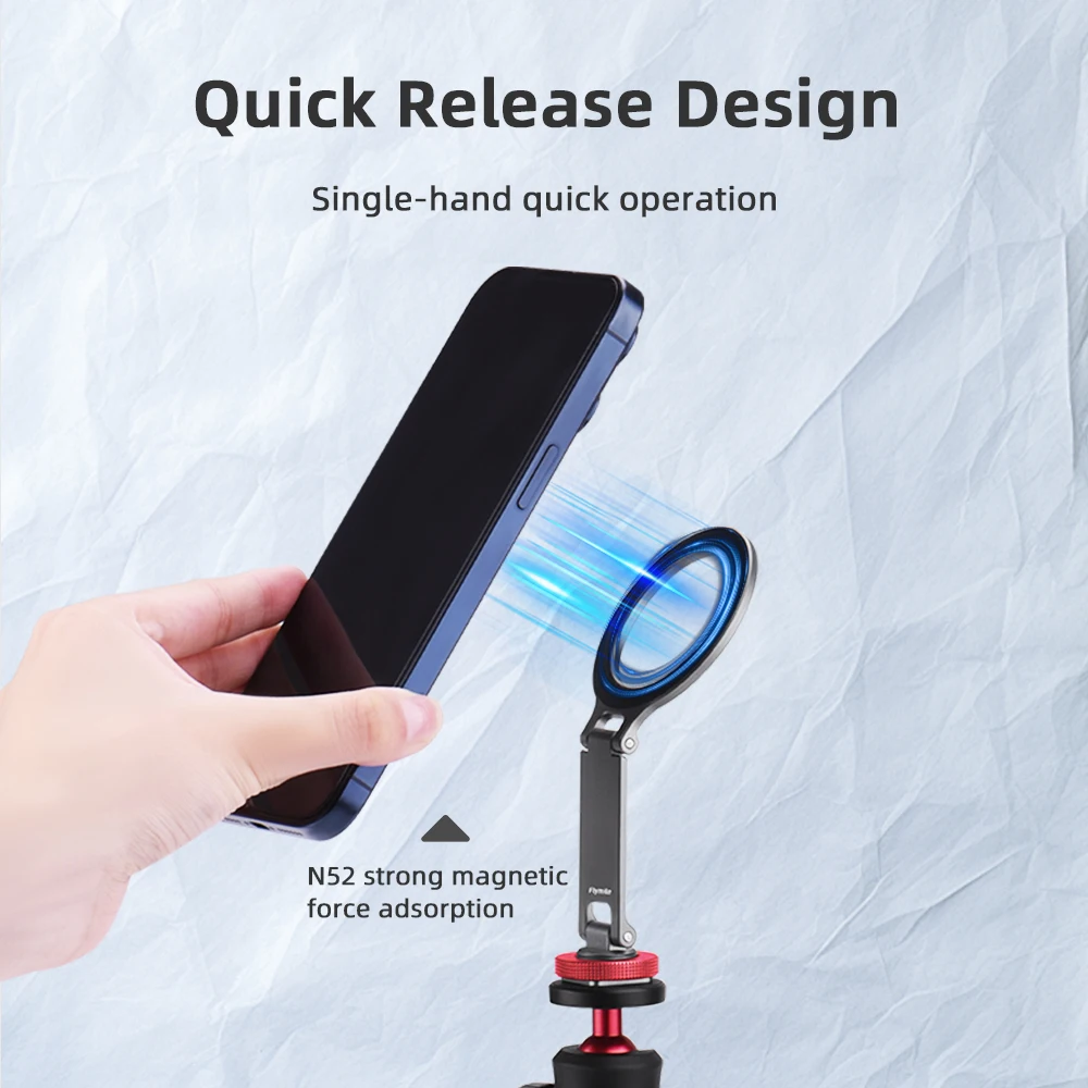 Flymile Magsafe Metal Magnetic Fixed Phone Holder Foldable Cold Shoe Tripod Adapter Teleprompter Stand iPhone 17 16 15 14 13