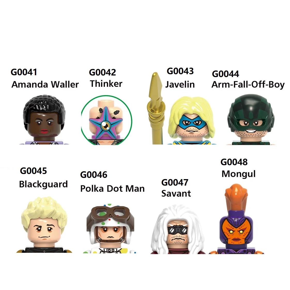 Suicide Squad 2 Thinker Blackguard Polka Dot Man Amanda Waller Mongul Javelin Building Blocks