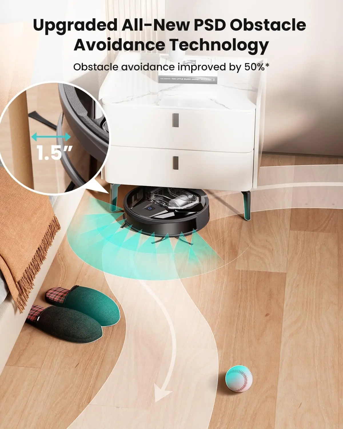 Robot Vacuum Cleaner, Powerful Suction, Visible Dustbin, Super Thin, Quiet, Self-Charging Robot Vacuum and Mop Combo