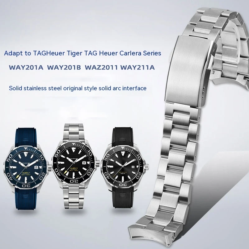 

Suitable fFor TAG HEUER Competing Submersible 300 Series WAY201A WAY211A Precision Steel Stainless Steel Arc Watch Band for Men