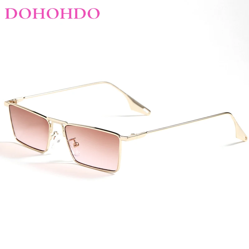 

DOHOHDO Vintage Metal Small Rectangle Sunglasses Men Brand Designer Classic Retro Women's Sun Glasses UV400 Lentes de sol mujer