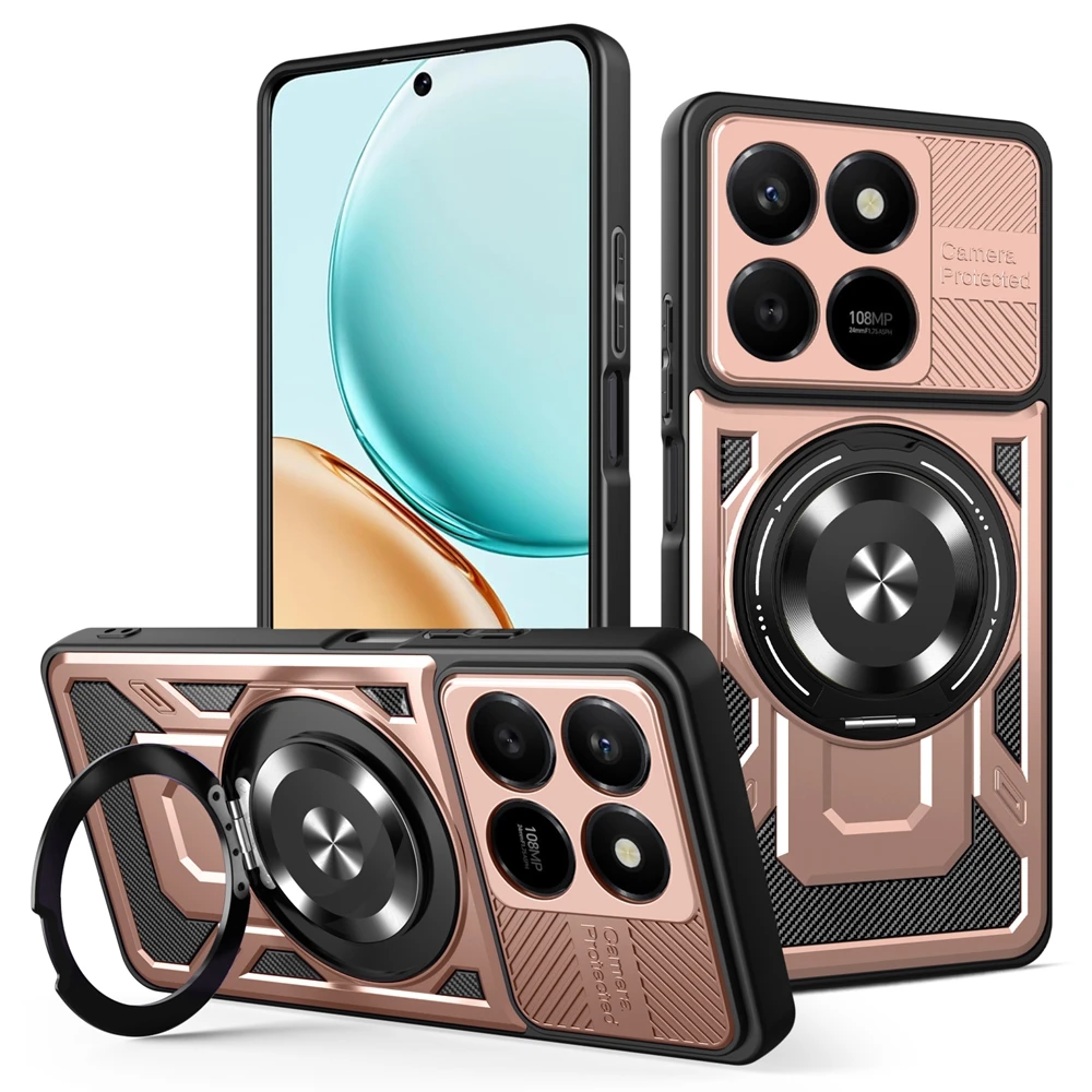 Shockproof Armor Magnetic Ring Case with Magsafe Wireless Charging Compatibility