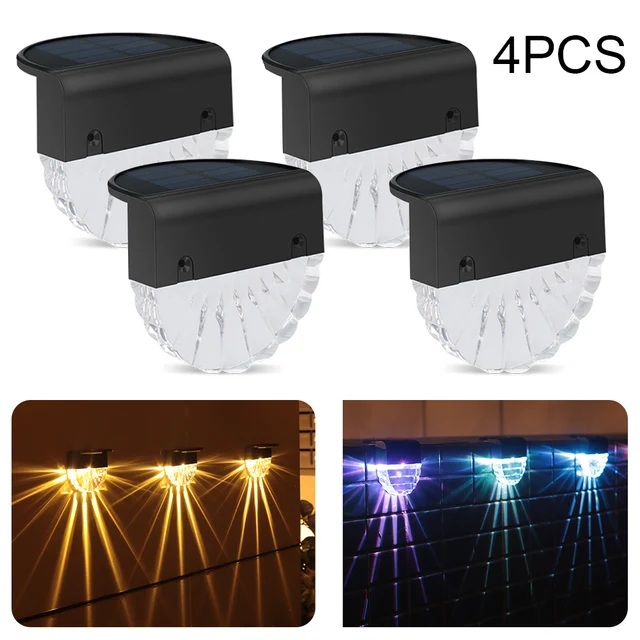4PCS saules gaismas āra ūdensnecaurlaidīgs LED saules enerģijas dārza apgaismojums terases kāpņu klāja dārza dekorēšana āra žogs saules gaisma_voghion.com