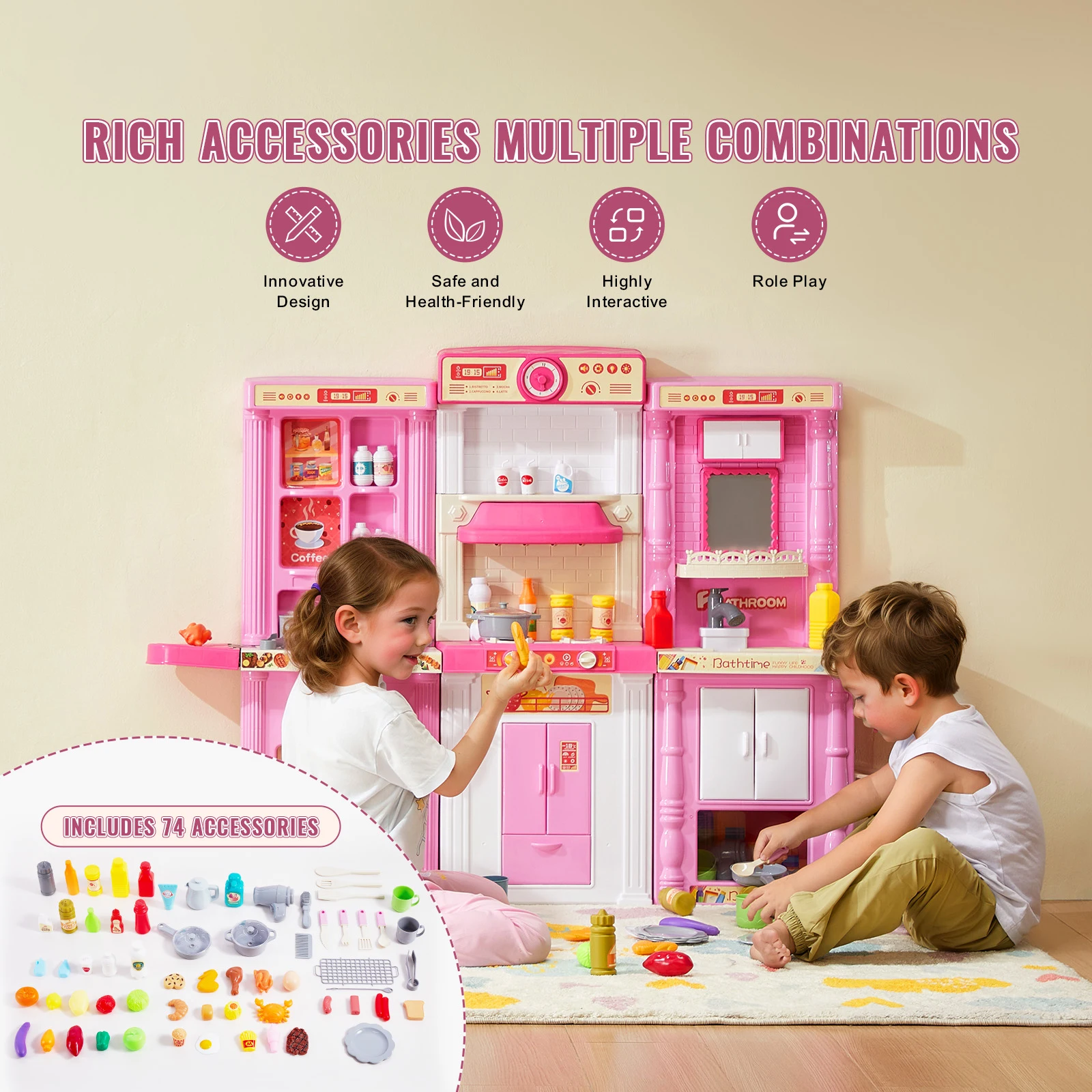 Kids Kitchen Playset with Sounds and Lights