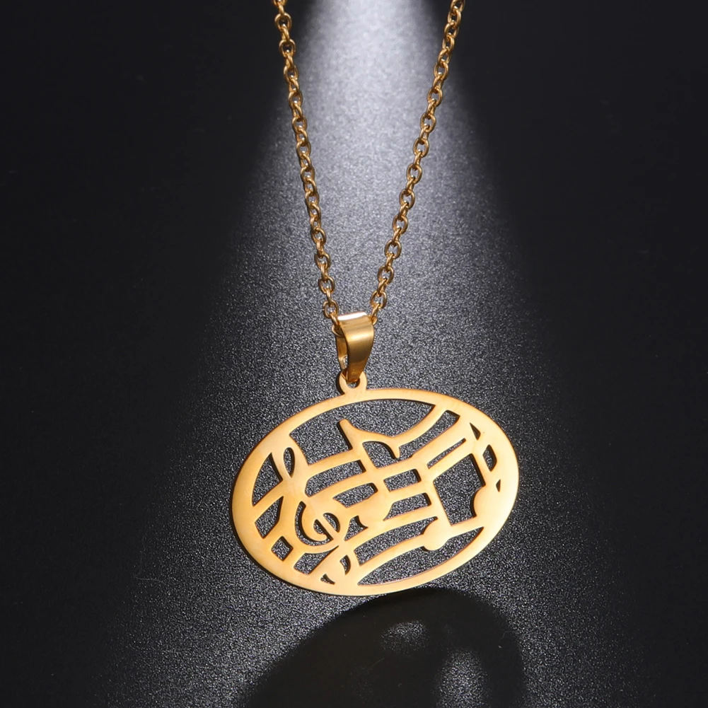 Collana Con Ciondolo A Cuore E Note Musicali | In Acciaio Inox | Regalo Per Musicisti E Insegnanti Di Musica