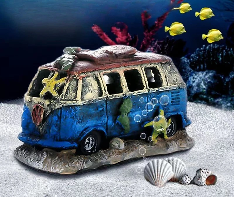 

Искусственное украшение для автомобиля, аквариум, ландшафтное украшение, рыба, креветка, спасательный дом, полимерное украшение, аквариум, автобус