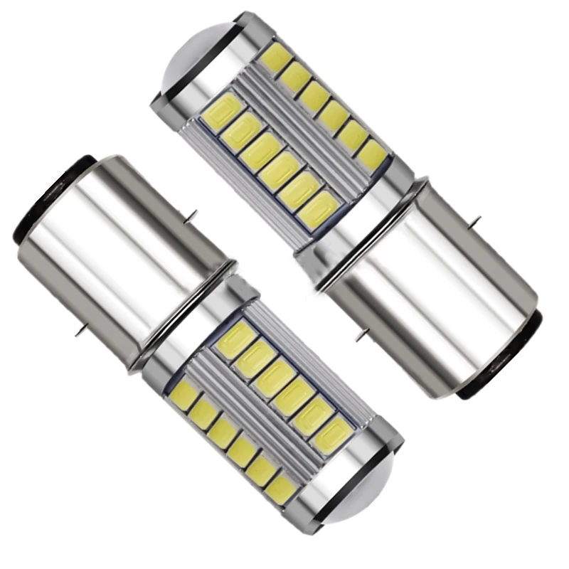 2 Pezzi Ba20D H6 Lampadina Faro Moto 5730 5630 33Smd Led Moto Ba20D Led Scooter H6 Luci Motore Faro Bianco 12V