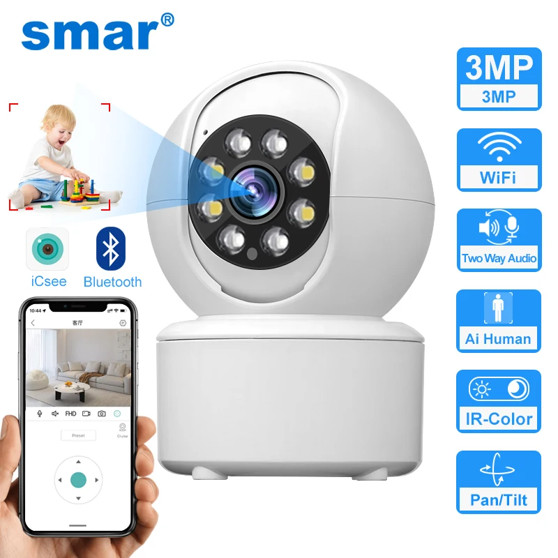 Smar HD 3MP Cloud Wireless IP Camera Intelligent Auto Tracking Of Human Home Security Surveillance CCTV Network Wifi Camera