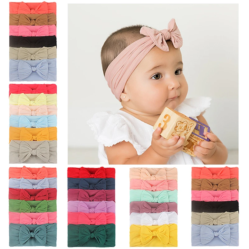 

1 PC Baby Girl Headband Bows Elastic Headbands Hair Band For Girls Solid Color Kids Toddler Turban Baby Hair Accessories