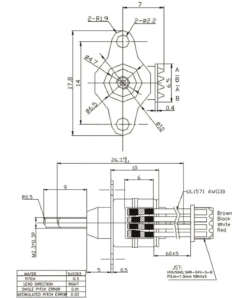 DC 6V Nidec 2-Phase 4-Wire Precision Linear Stepper Motor Telescopic Screw Shaft 