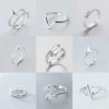 Minimalist Geometric Silver Color Finger Rings For Women Fashion Hug Leaf Flower Branch Feather Cross Opening Ring Party Jewelry