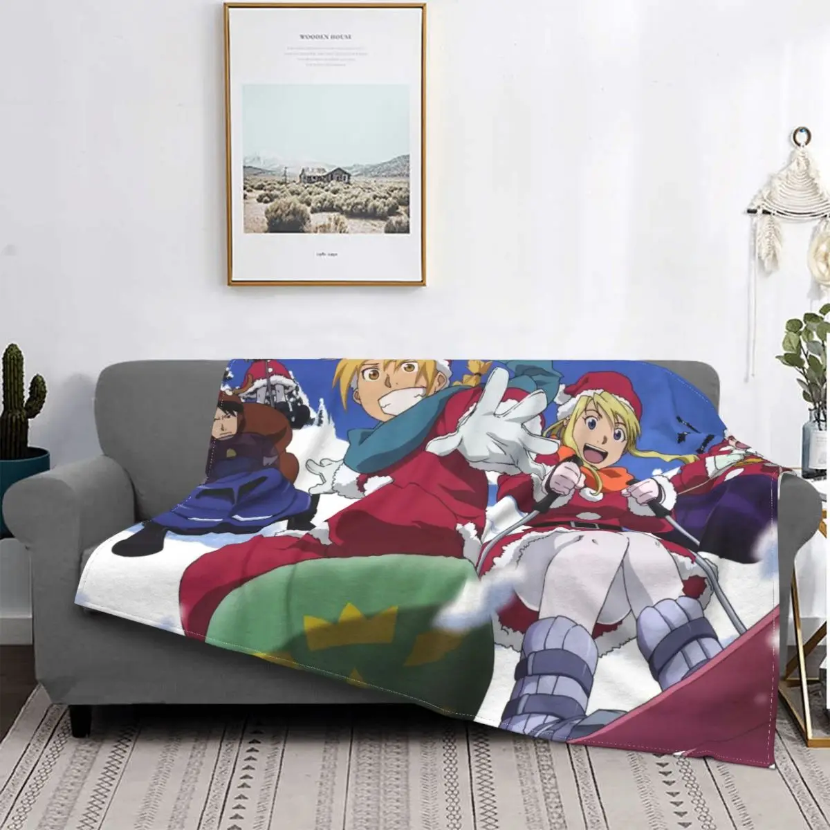 

Comic Version Of Skiing Blanket Snow Adventure Fleece All Season Cute Ultra-Soft Throw Blankets For Office Bedspread