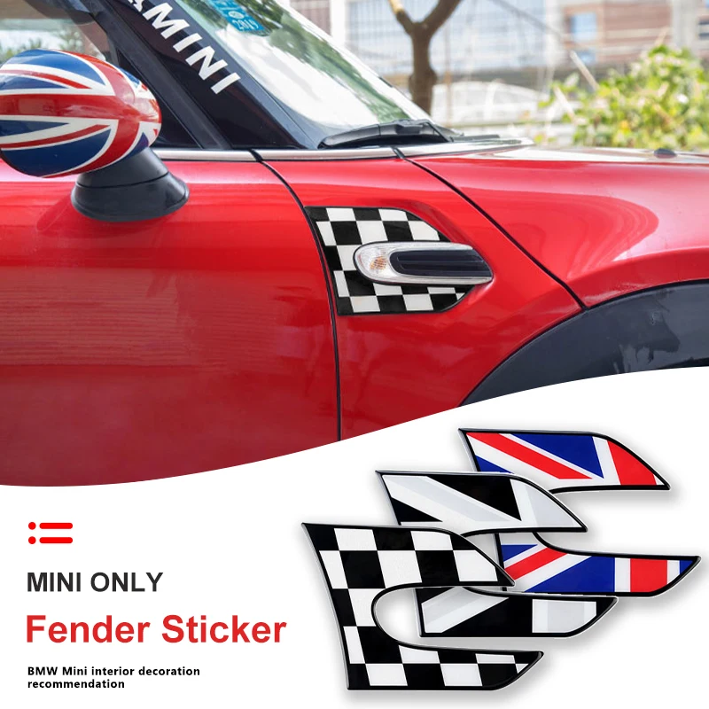 

2Pcs Car Side Plate Wing Fender 3D Crystal Epoxy Stickers Decal For M Coope r J C W S F 55 F 56 Hatch back Car Accessories