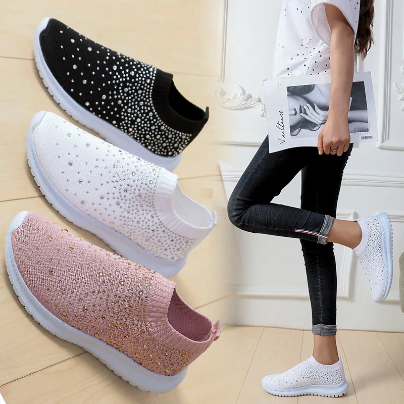 

Round Toe Summer Shoes Ladies Autumn Casual Female Sneakers Crystal Large Size Women Shallow Mouth Wedge Basket 2023 Low Heels F