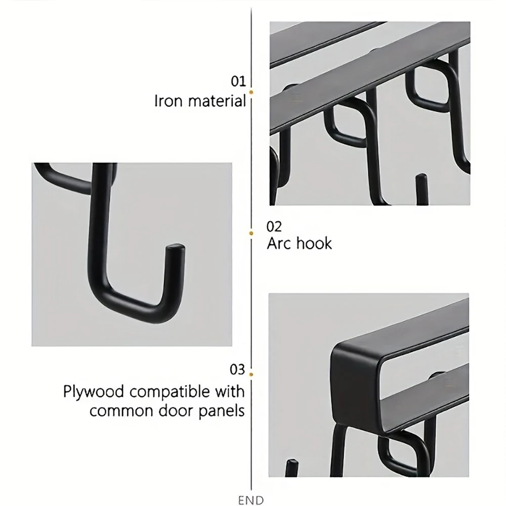 1PC Cabinet Mug Hook, 6-hooks/12-hooks Hanging Cup Holder, Multifunctional Wardrobe Row Hook Organizer Save Storage Space 4