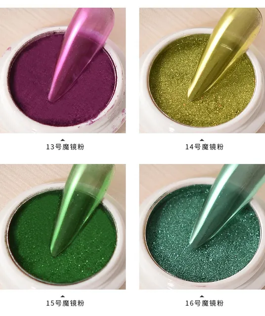 Enhance your nail art with the 21 Solid Magic Mirror Nail Art Glitter Powder