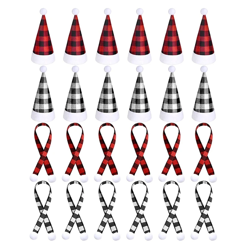 

24 Pcs For MINI Christmas Santa Hats And Scarf Sets Santa Hats Christmas Hats Xmas For MINI Hats Wine Bottle Cover