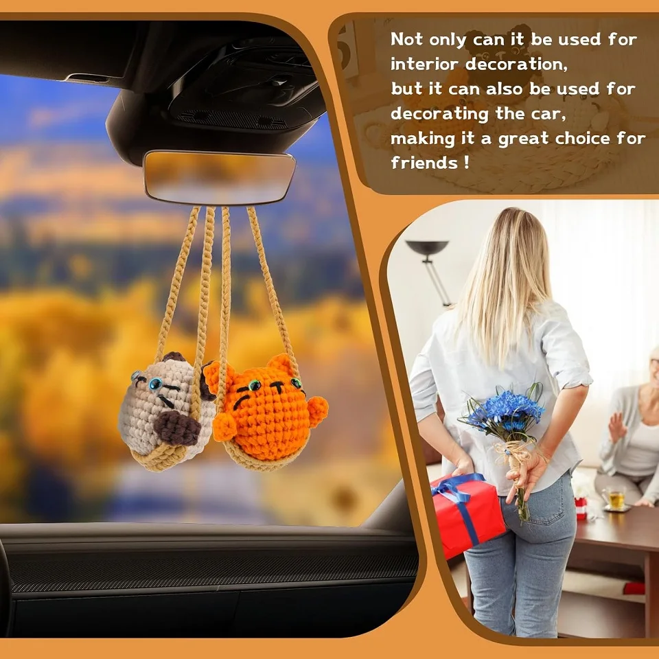 KRABALL Cute Cat Crochet Knitting Kit With Cotton Yarn Thread And Instruction For Beginners DIY Handmade Craft Accessories Set