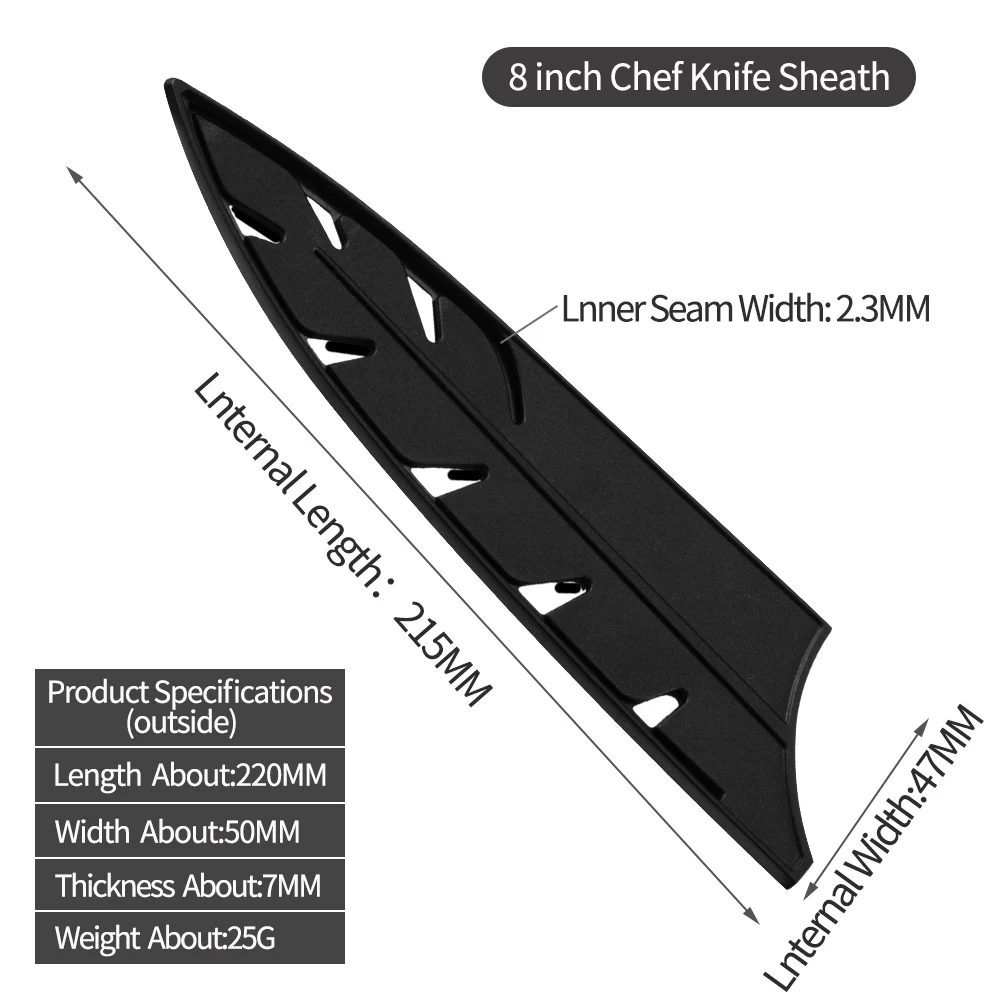 Pochwa na nóż kuchenny Czarne plastikowe osłony na noże Osłona ostrza Osłony krawędzi Etui Szef kuchni Santoku Akcesoria do noża do krojenia