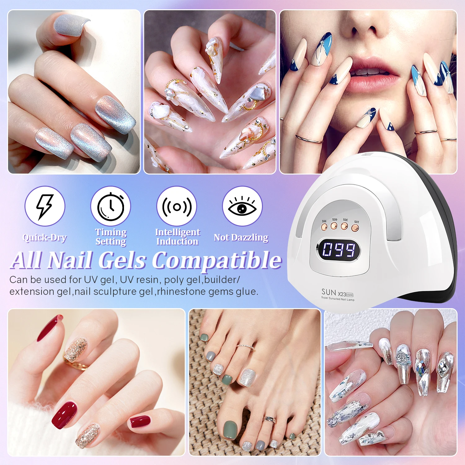 DianaBeauty 380W 81LED 손톱용 UV LED 램프 모든 젤 매니큐어 건조용 강력한 네일 건조기 매니큐어용 UV 라이트 건조