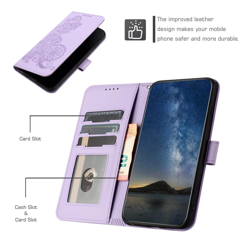For Motorola Moto G55 5G Case Paisley Leather Flip Stand Phone Case on For Etui Motorola MotoG55 G 55 Moto G35 Wallet Book Cover 6
