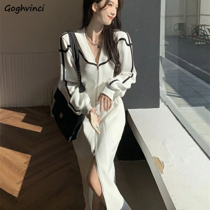 

Платье женское с длинным рукавом и V-образным вырезом