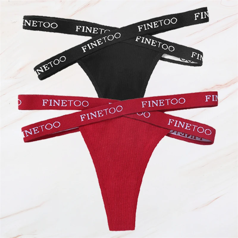 wirarpa underwear 2Pcs/Set Women Thongs Panties Female Letter Belt Underwear Ladies Cotton Cross Strap Bikini M-XL G-String Girl Intimate Lingerie high waisted knickers Panties