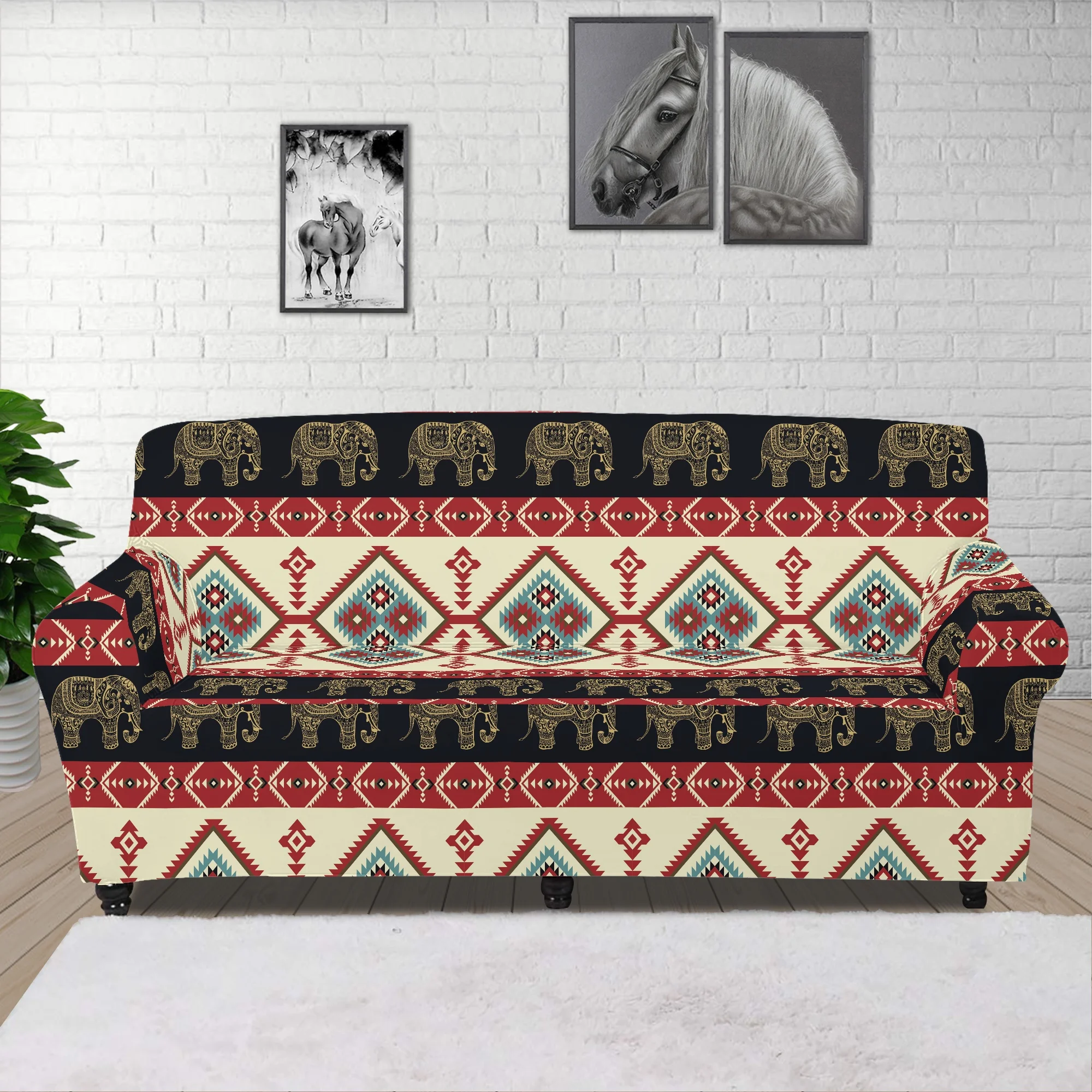 

Elastic Polyester Modern Sofa Cover for Living Room Indian Tribe Ethnic Print Sofa Covers Custom Sofa Prtoectector Home Decor