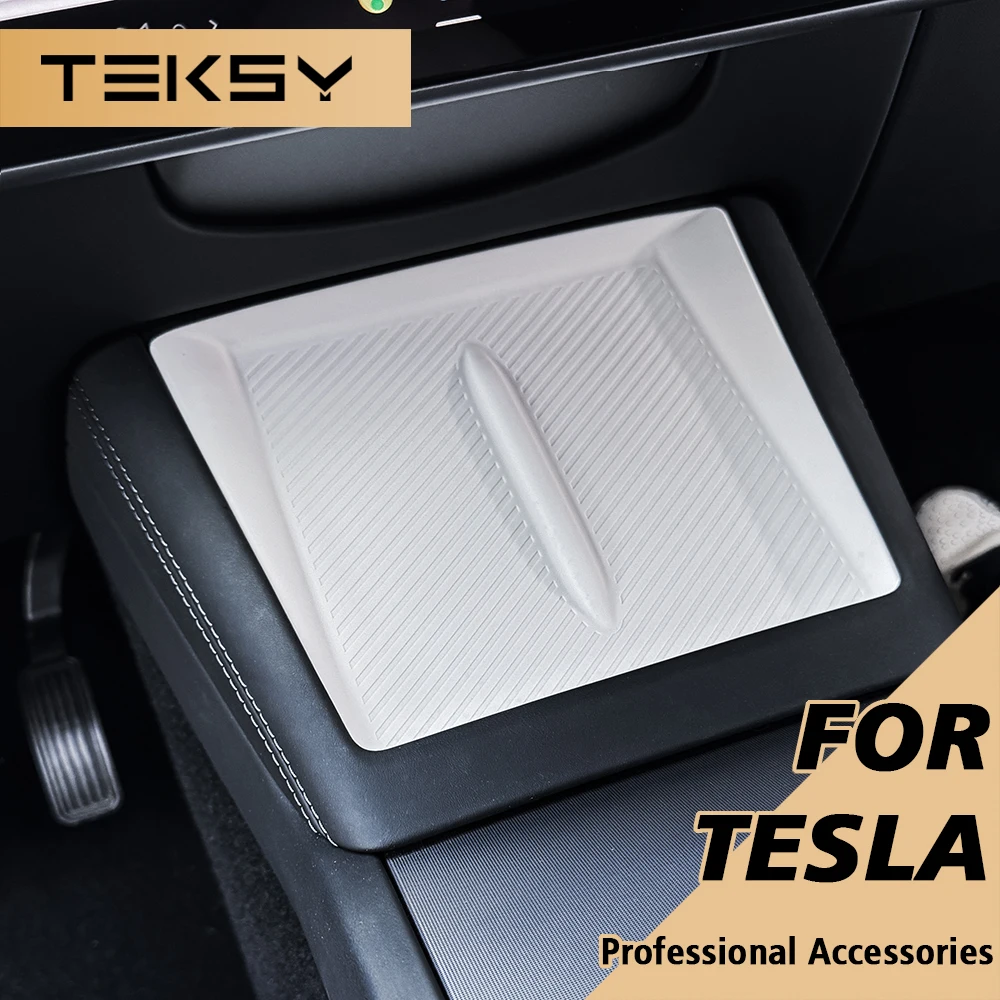 TEKSY For TESLA New Model Y Juniper 2026 Model 3 2024 Highland Wireless Charging Silicone Pad Cover Protector Center Control