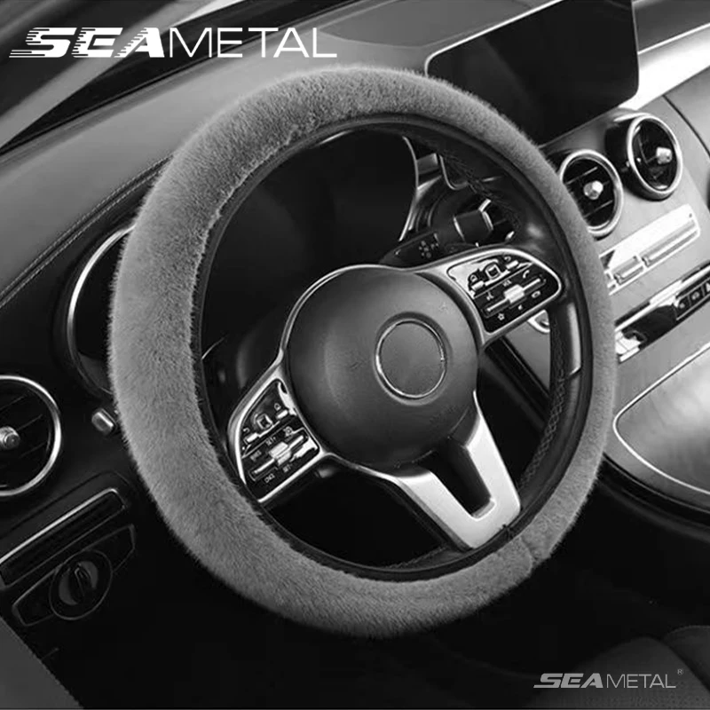 SEAMETAL 겨울 자동차 스티어링 커버, 범용 따뜻한 스티어링 휠 커버, 미끄럼 방지 자동차 커버, 스티어링 보호대 액세서리 