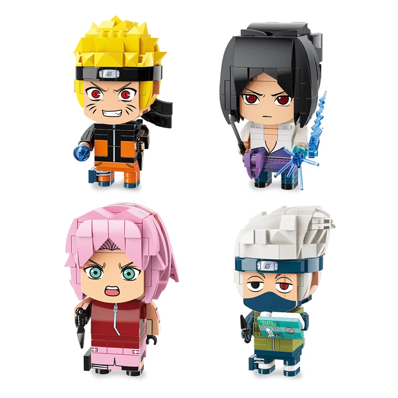 

Cartoon Naruto BrickHeadz Figures Uzumaki Sasuke Kakashi Sakura Building Blocks Bricks Set Classic Anime Movie Model Kids Toys