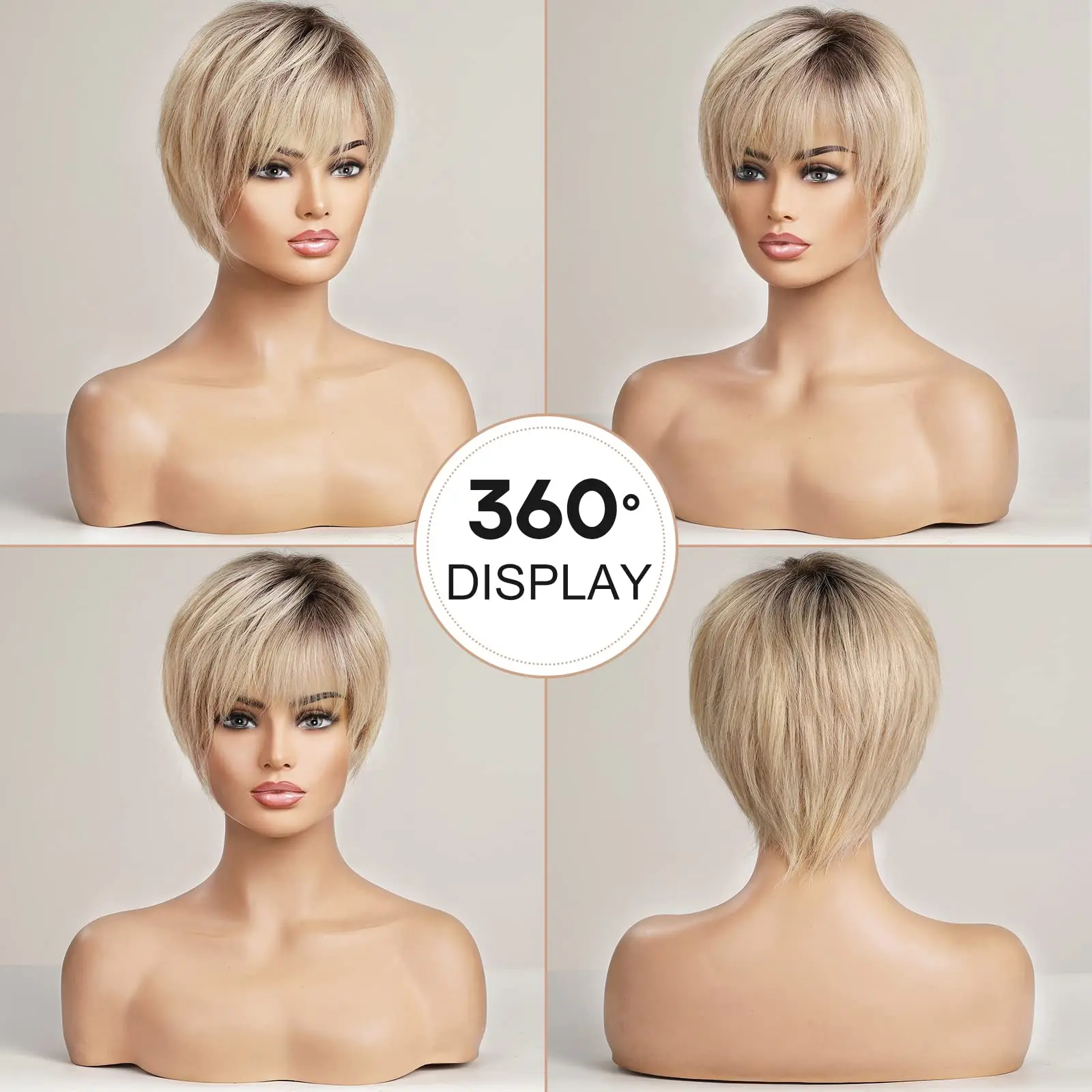 Ombre Blonde Remy Human Hairs Pixie Cut HD Lace Front Wig for Black Woman 100% Human Hair Bob Natural Short Layered Lace Wig