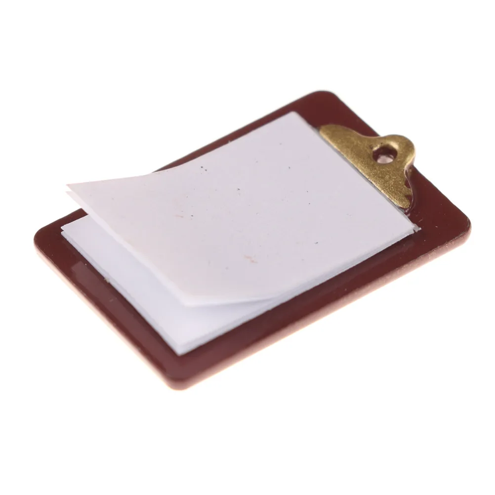 Mini Alloy Clipboard With Real Paper Attache For Doll DIY Miniature Dollhouse Dolls Accessories 18mm*21mm