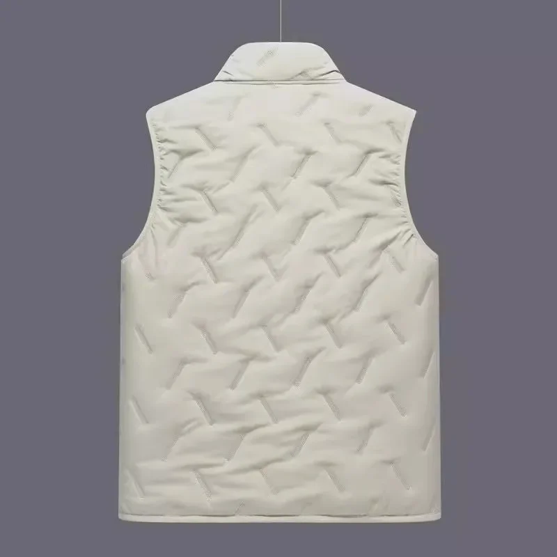 Men's Ultrasonic Fleece-Lined Cotton Vest Casual Fashionable Warm Dad's Style Motorcycle Rider Vest Cotton Backed mens vest