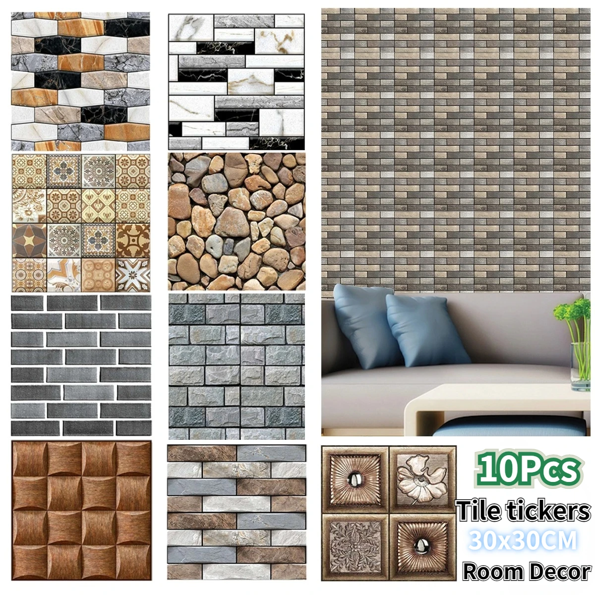 3d wallpaper diy brick stone pattern self adhesive waterproof 3d wall stickers kitchen backsplash bathroom wall tile stickers 10PCS 3D Marble Tile Wall Stickers Home Decor Kitchen Bathroom Living Room Self Adhesive TV Background Wall Waterproof Wallpaper