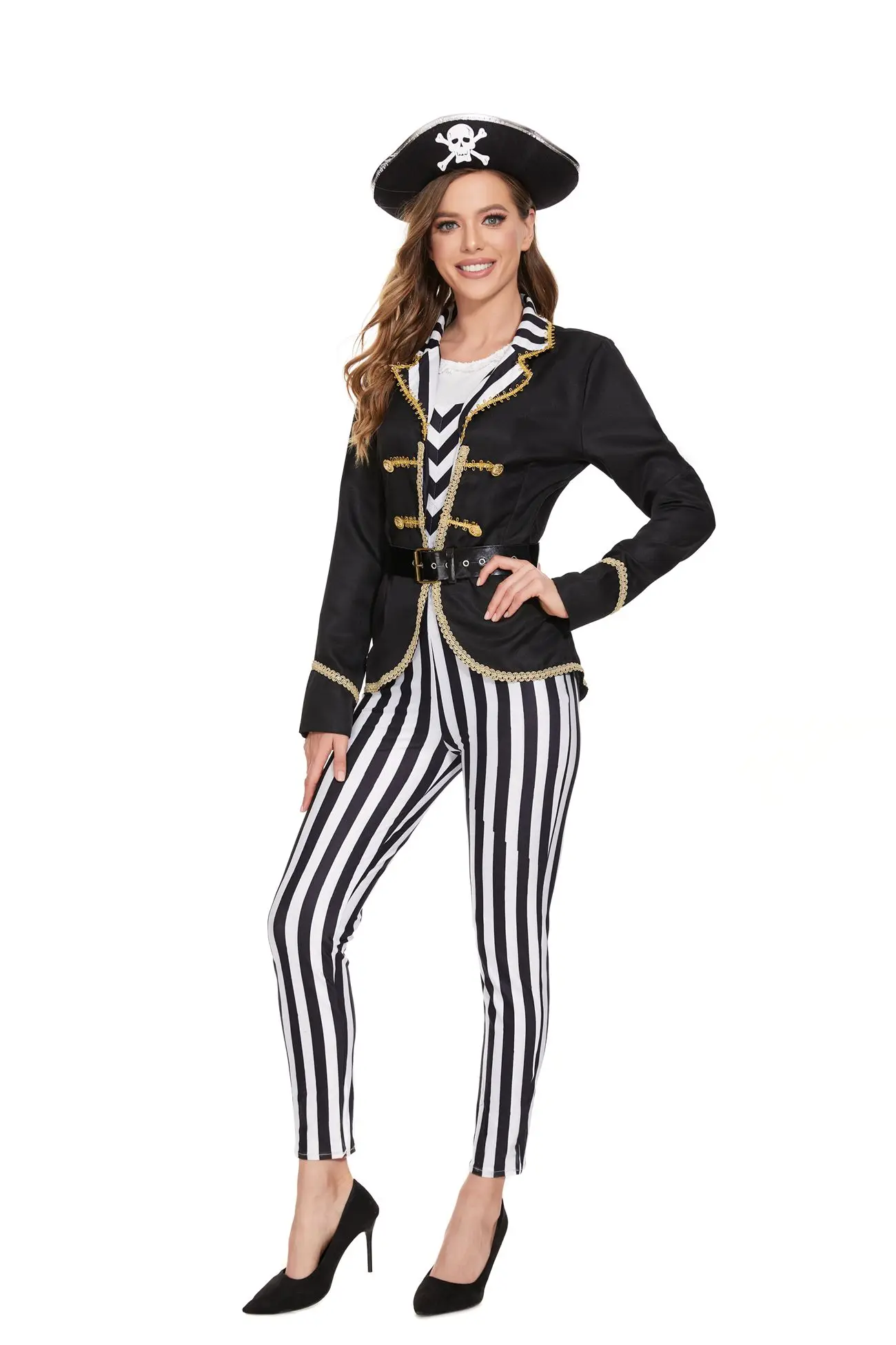 Déguisement Capitaine Pirate Femme Pantalon Rayé – photo 8