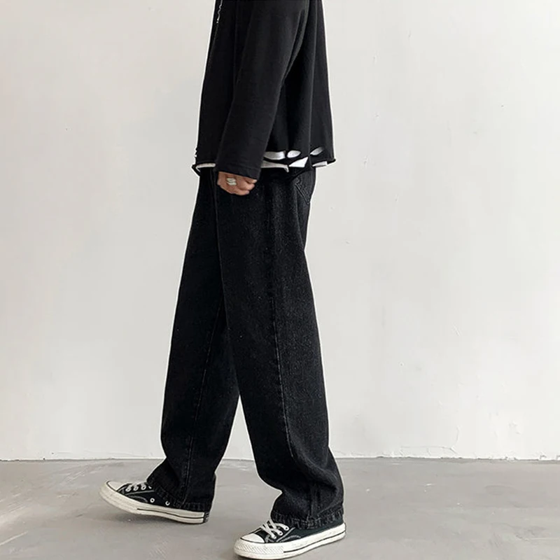 New Summer High Street Casual Classic Baggy Jeans Pants Men's Korean Fashion Hip Hop Denim Straight Wide Leg Trousers Pantalones