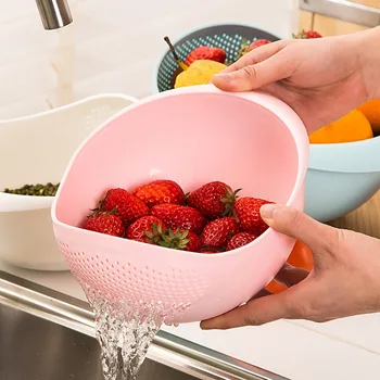 New Food Grade Plastic Rice Strainer Vegetable Washing Basket Fruit Vegetable Washing Drain Basket Kitchen Multi-purpose Storage