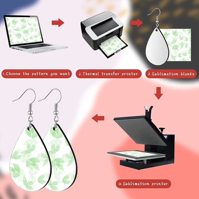 32 Pieces Sublimation Blank Earrings Heat Transfer Sublimation Printing Earrings