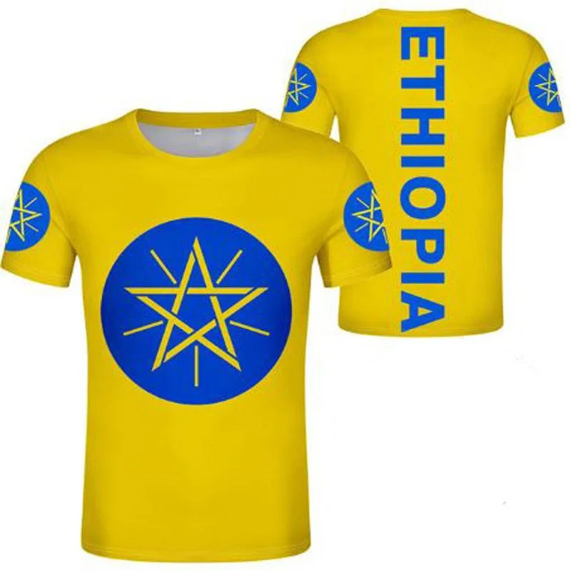 

Футболка новая Эфиопия, новинка, футболки с 3d-изображением национального флага Pinted для мужчин и женщин, топы с коротким рукавом в этническом стиле Харадзюку, футболки