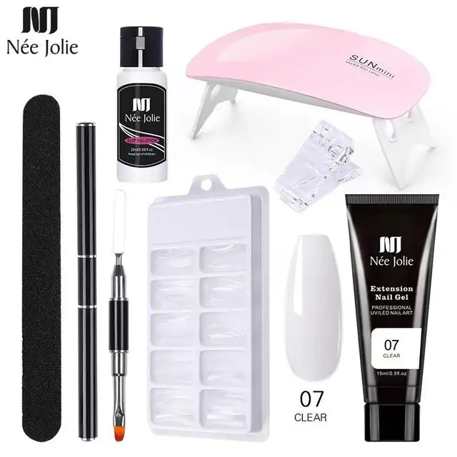 Nail Gel Set 6W LED Lamp Full Manicure Set Quick Extension Nail Kit Gel