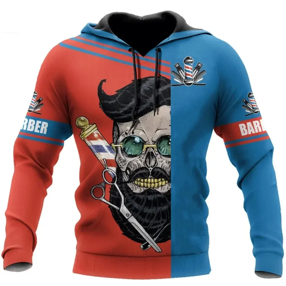 

Designer barber uniform hoodie 3D printed men's fashion Harajuku clothing