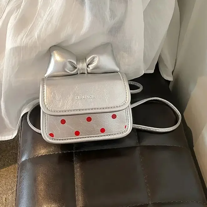لطيف البسيطة البولكا نقطة فراشة عقدة حقيبة كتف للنساء الأطفال Crossbody الحلو الفتاة أحمر الشفاه محفظة نسائية للعملات المعدنية بولي Leather الجلود