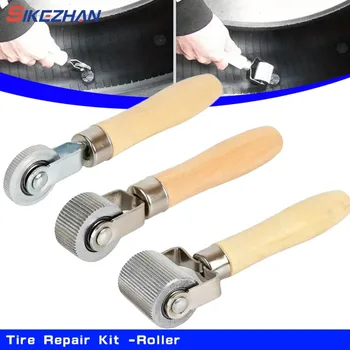 Kit di riparazione pneumatici per auto Rullo patch automatico Riparazione ruote moto con manico in legno Strumento di riparazione pneumatici per accessori auto