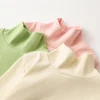Eco Friendly Material Kids Long Sleeve T-Shirt with Half High Collar Unisex Solid Color Comfortable Wear Suitable Autumn Winter 4
