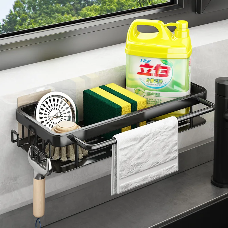 

Kitchen various artifacts dishcloth shelf wall hanging perforation-free drain basket sink sink storage dishcloth storage