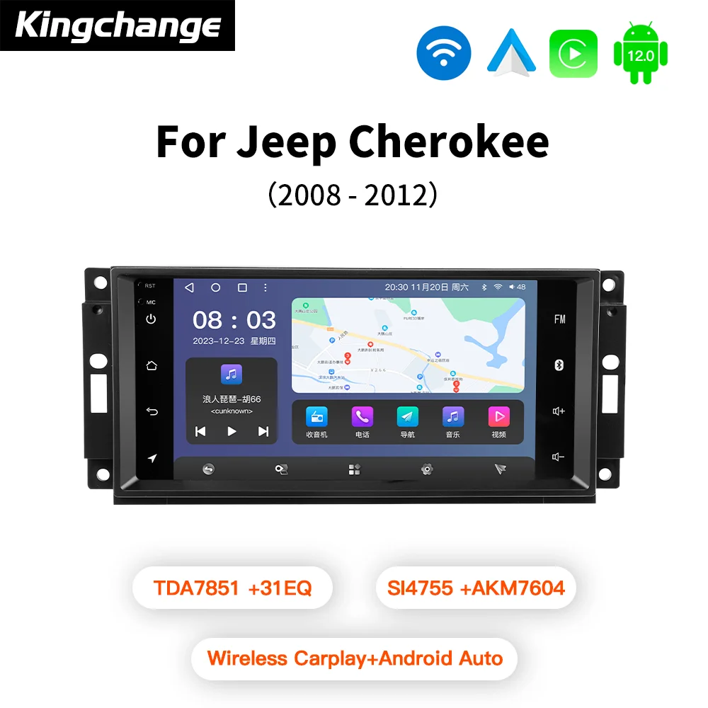 Kingchange Carplay Autoradio Android Per Chevrolet Chrysler Sebring Aspen 300C Jeep Wrangler Commander Compass Patriot Liberty