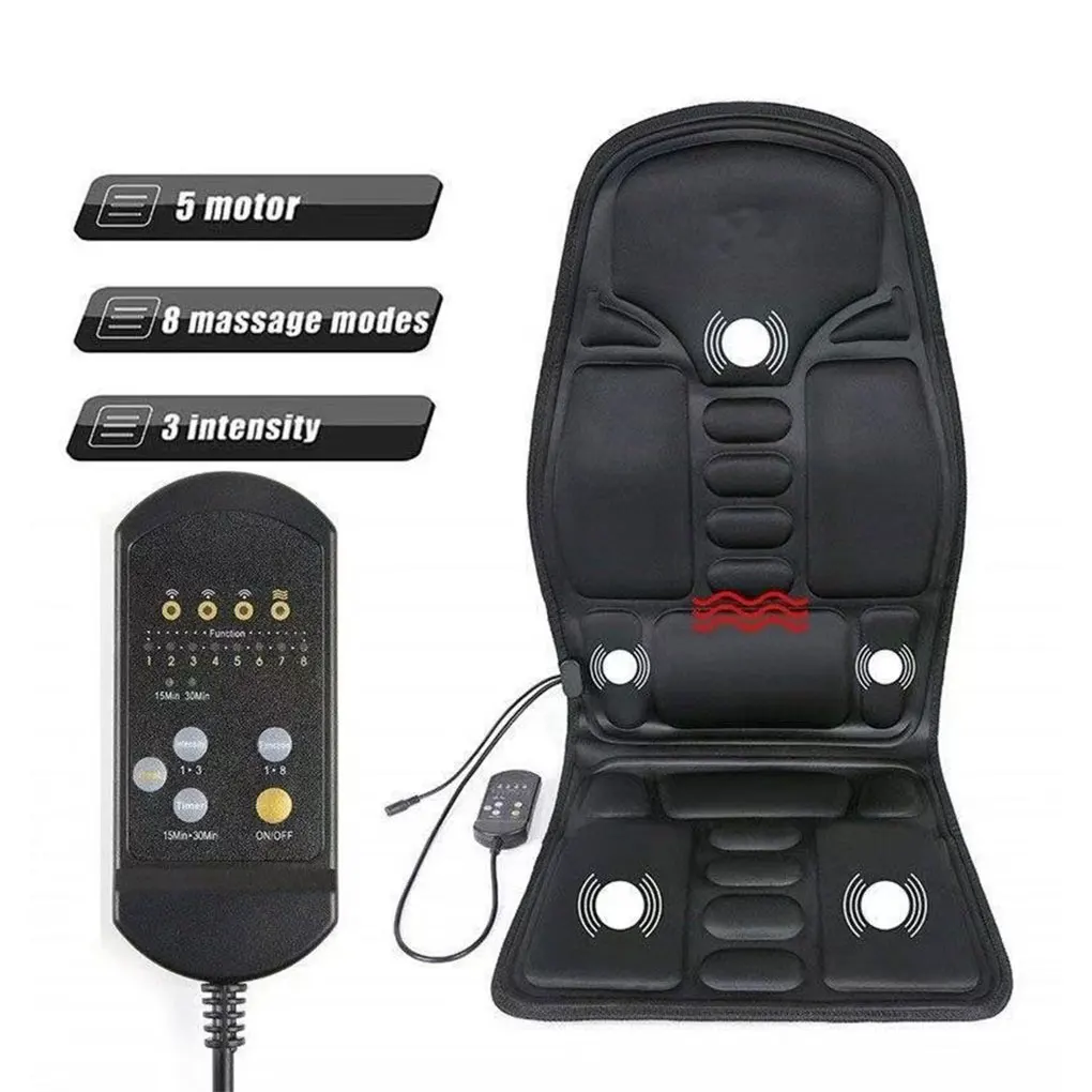 Electric Back Massager Infrared Full-Body Massage Chair Cushion Heating Vibrator Car Home Office Lumbar Neck Mattress Chair Mat