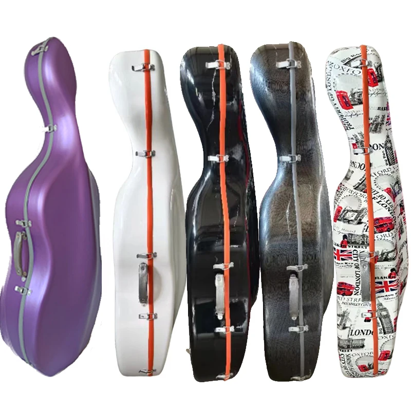 3kg ultra light carbon fiber cello box, without rollers or handles, paired with stylish colored rubber strip hard case
